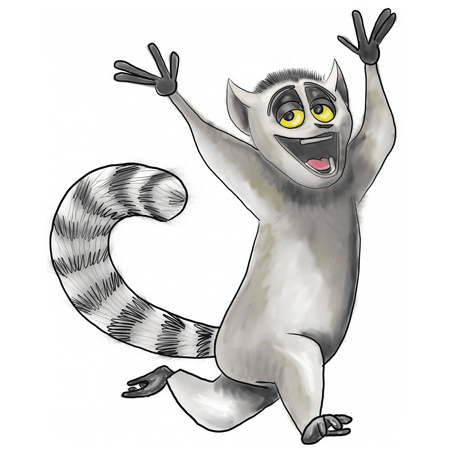 How to draw king julian from penguins of madagascar with easy steps