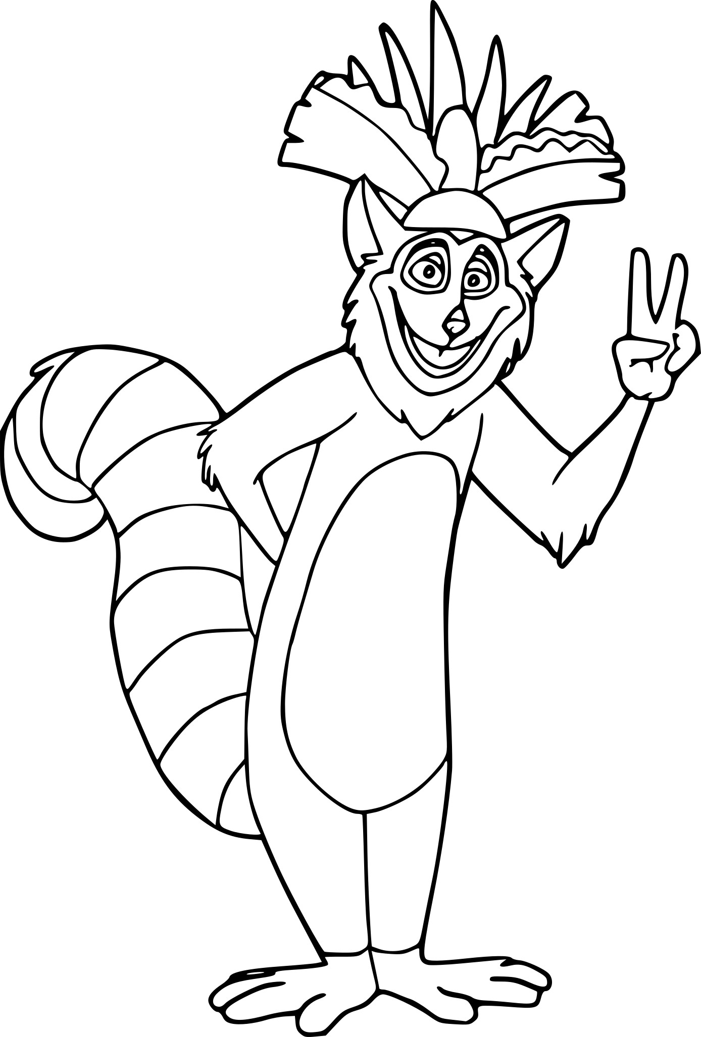 Madagascar king julien coloring page