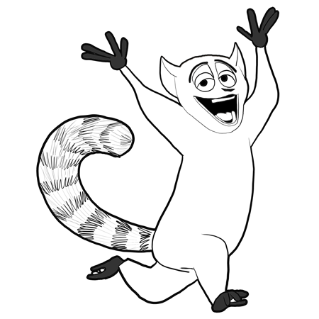 How to draw king julian from penguins of madagascar with easy steps