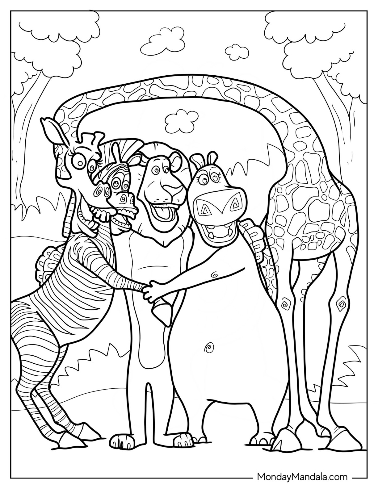 Madagascar coloring pages free pdf printables