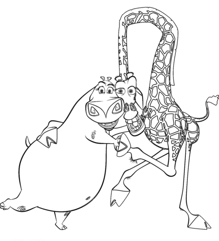 Gloria and melman coloring page free printable coloring pages