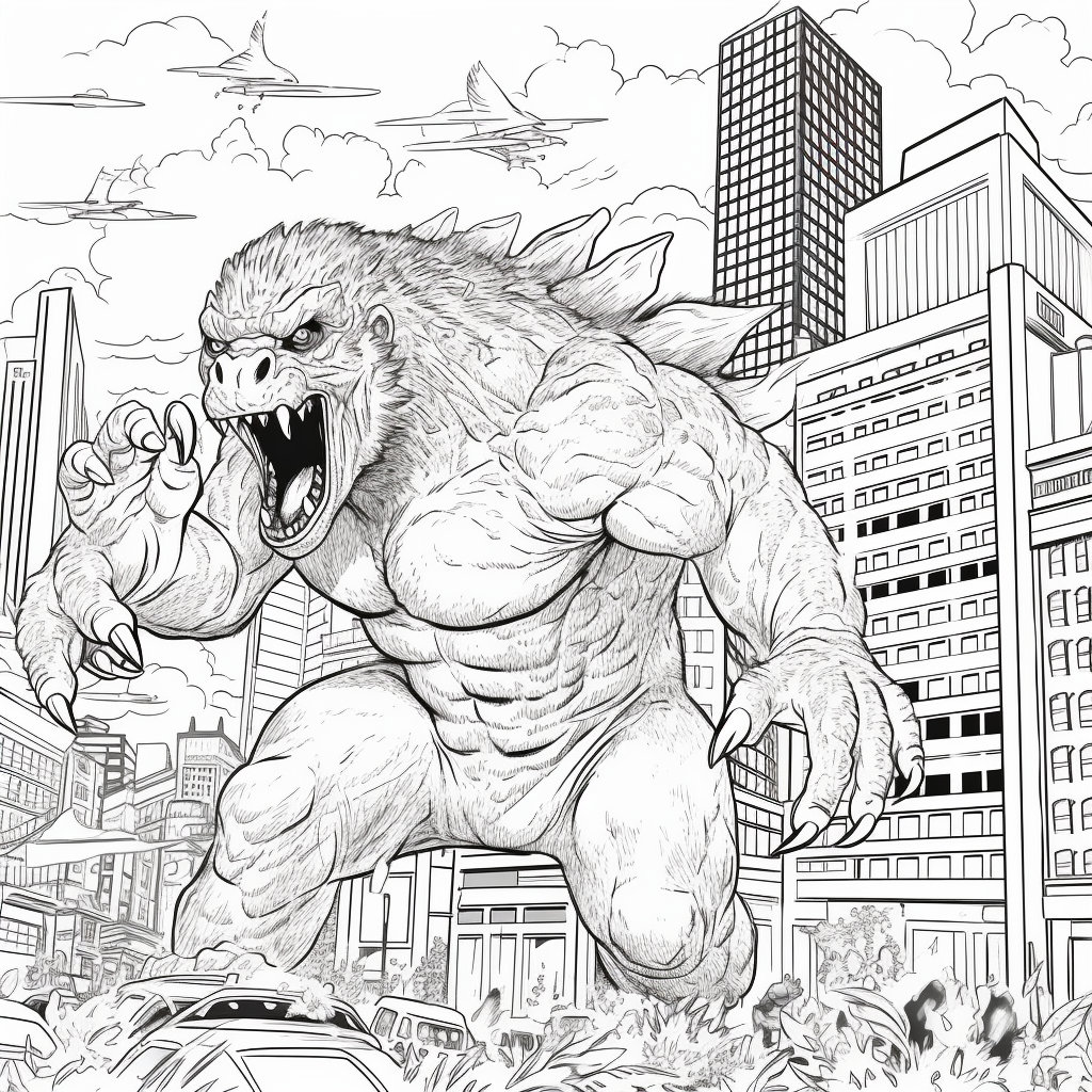 Godzilla vs king kong coloring book for adults and kids hours of coloring activities for both young and old alike instant download