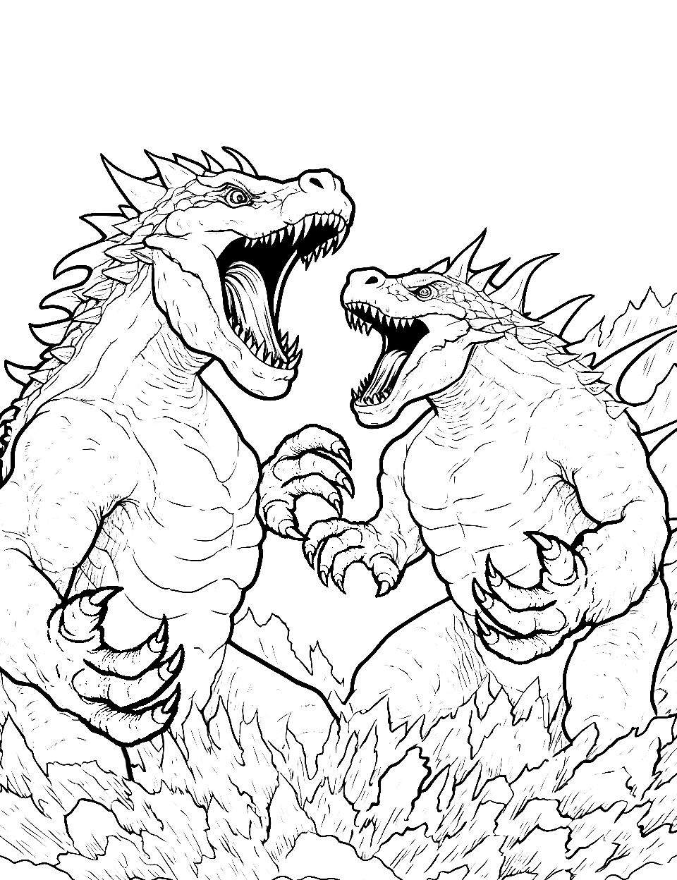 Godzilla coloring pages free printable sheets