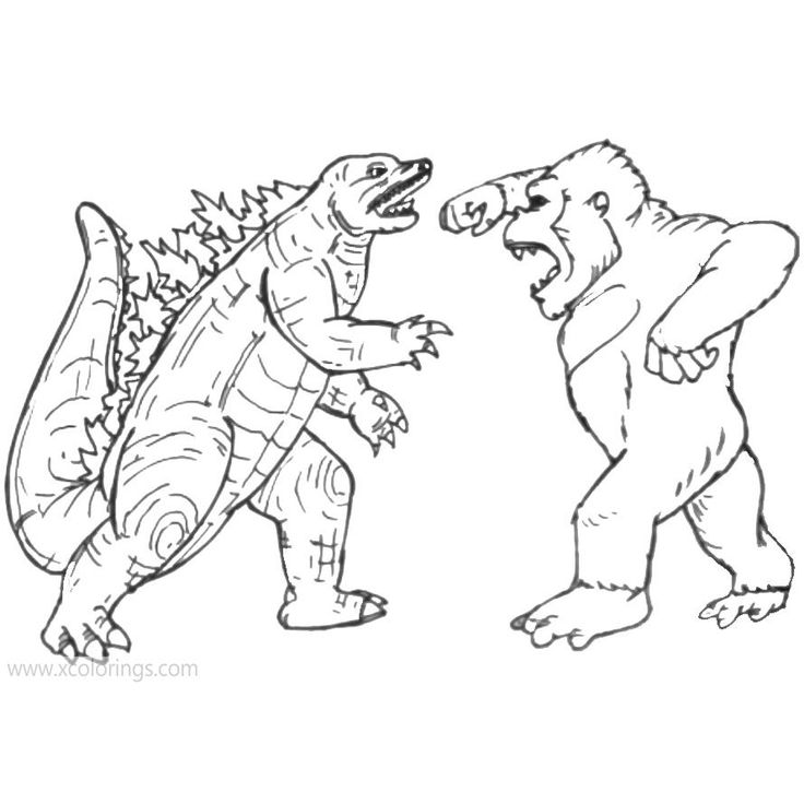 Godzilla vs kong coloring pages monsters monster coloring pages cartoon coloring pages superhero coloring pages