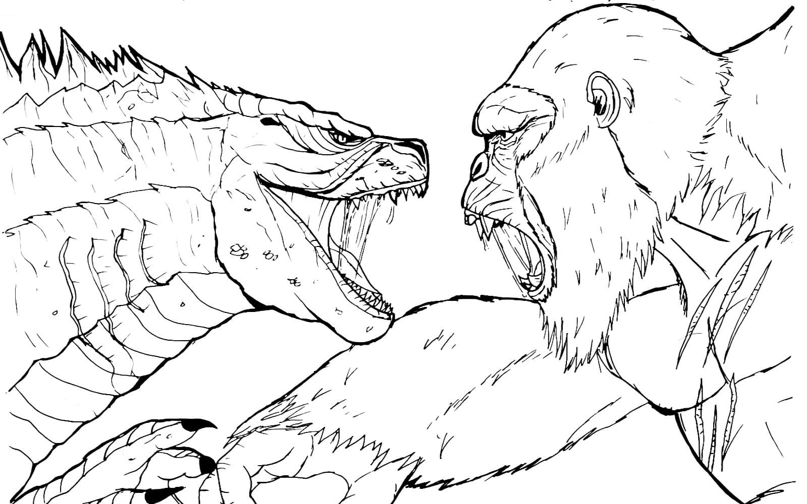 King kong and godzilla coloring page