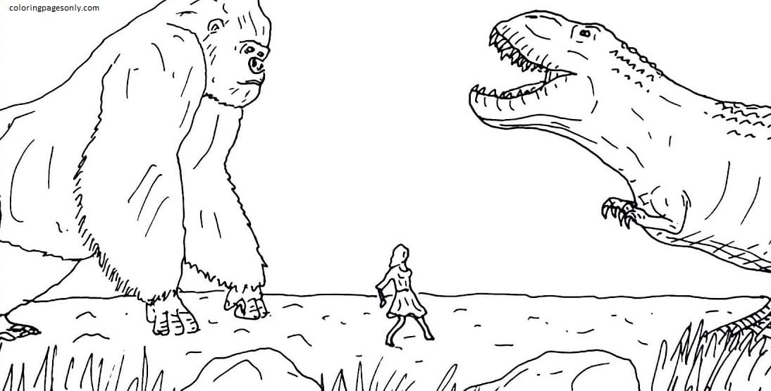 Godzilla and kong coloring pages