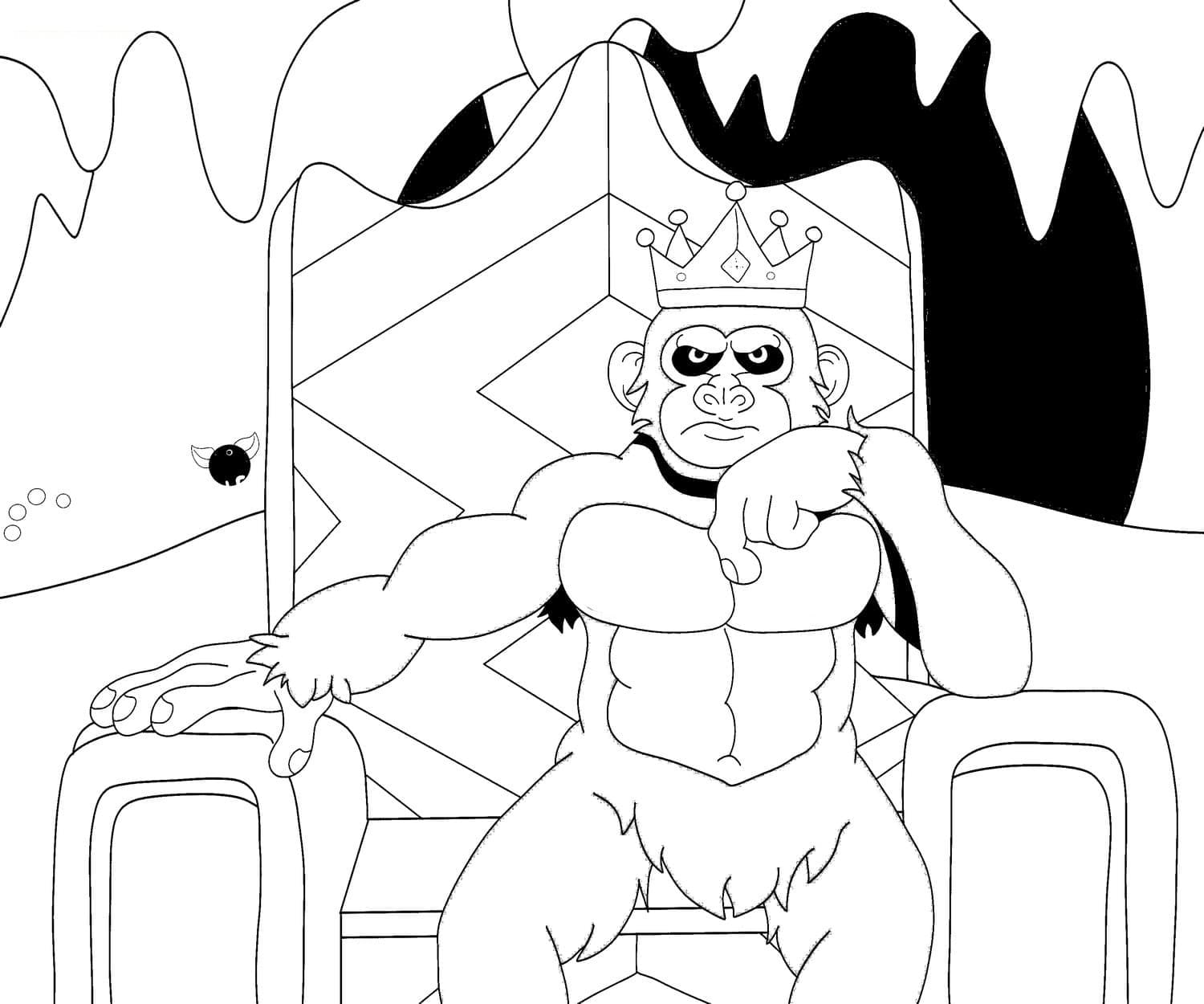 King kong with crown coloring page