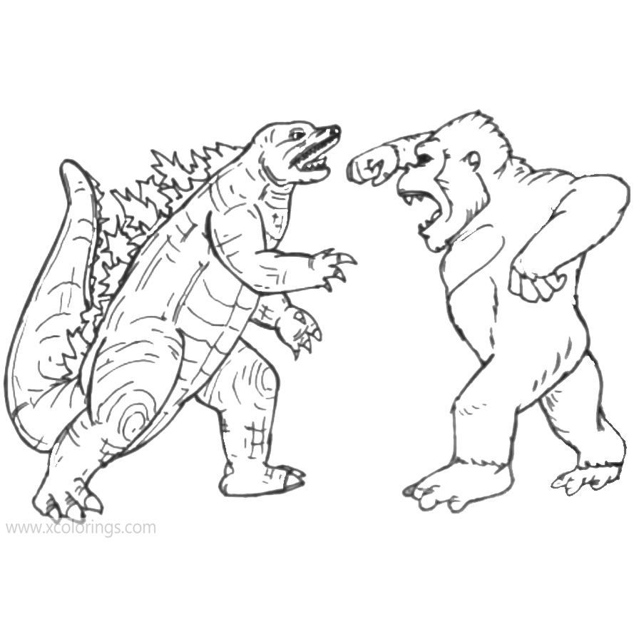 Godzilla vs kong coloring pages monsters monster coloring pages cartoon coloring pages superhero coloring pages