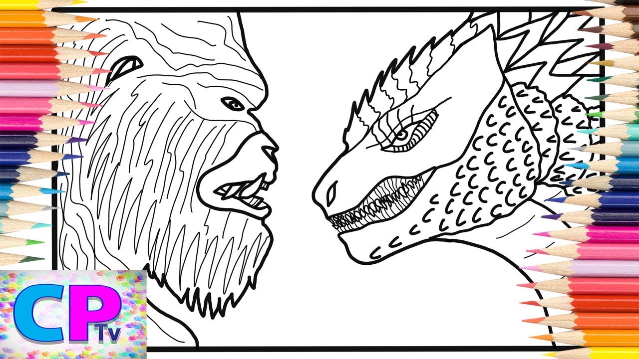 Godzilla vs kong coloring pagesgodzilla and kong big fighttobu
