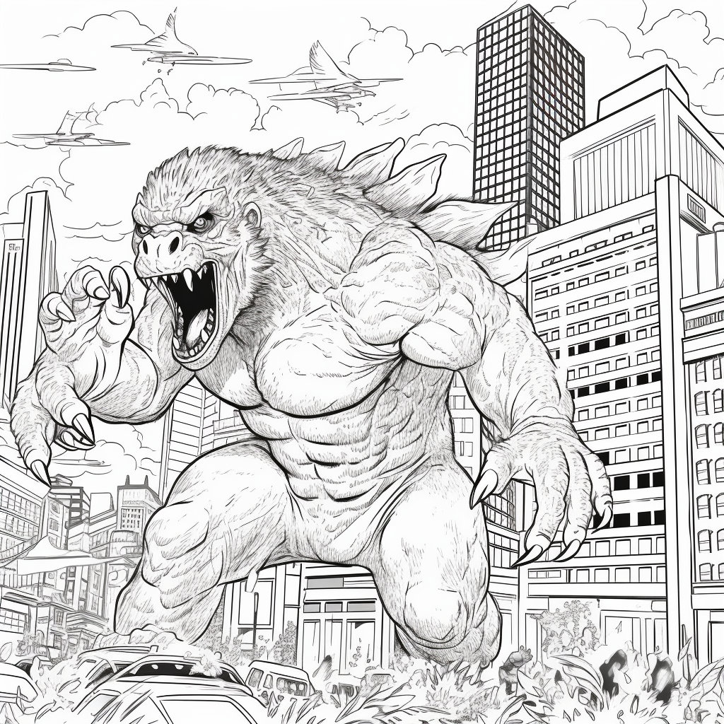 Godzilla vs king kong coloring book for adults and kids hours of coloring activities for both young and old alike