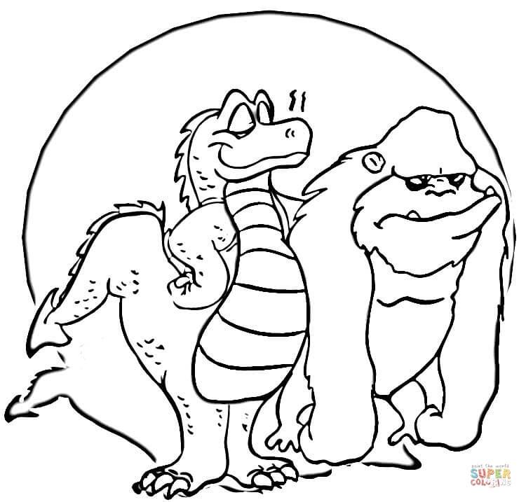 Godzilla and king kong coloring page free printable coloring pages