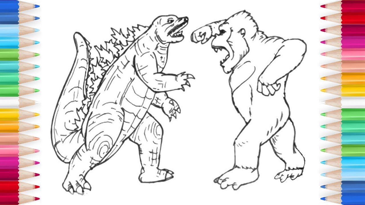 Godzilla vs king kong coloring pages godzilla coloring with stickers