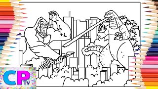Godzilla vs kong coloring pagestwo giants facing each otherendu