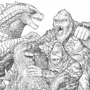 Godzilla and kong coloring pages printable for free download