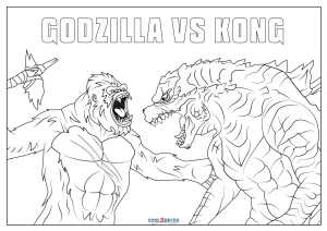 Free printable godzilla vs kong coloring pages for kids