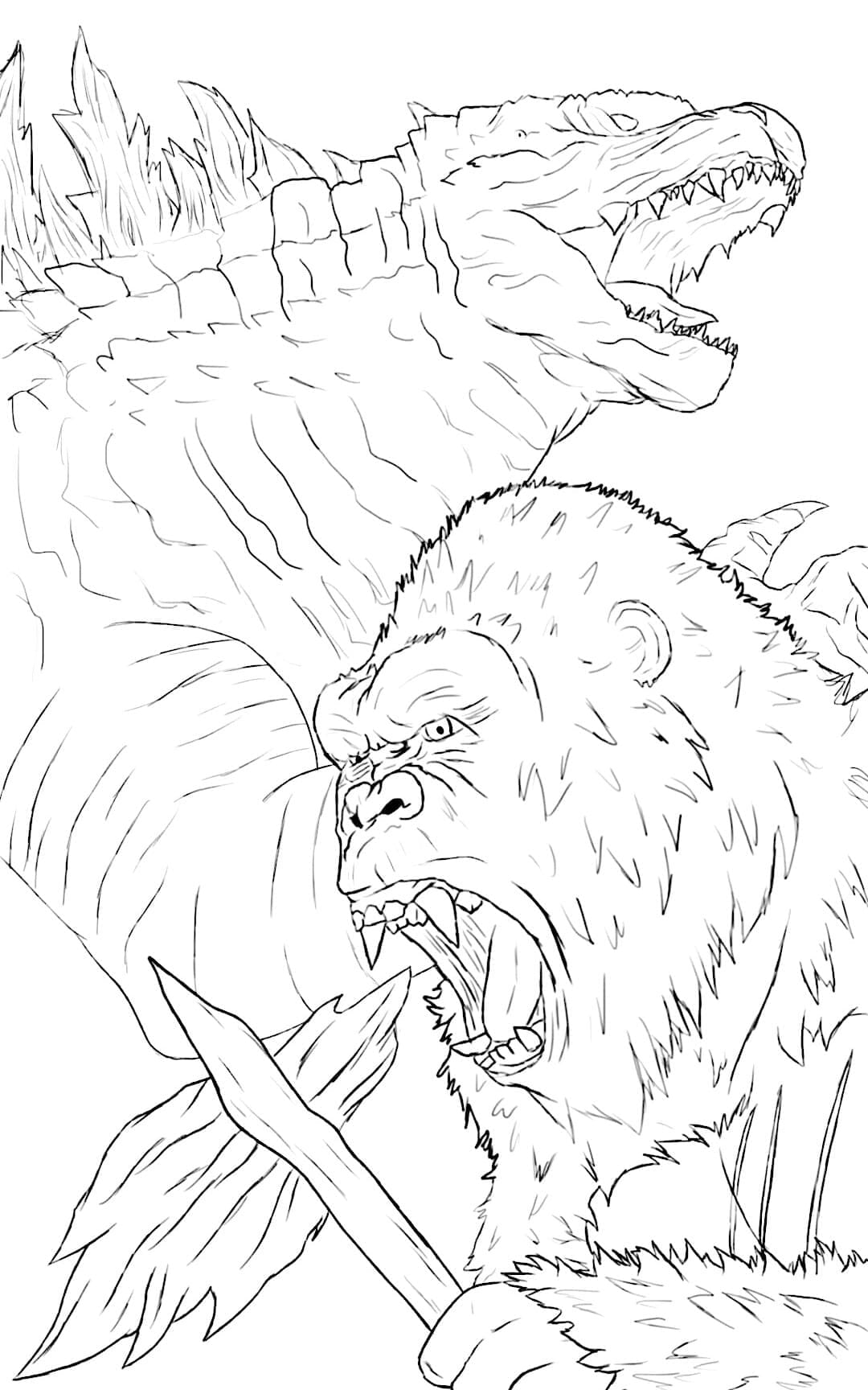 Kong vs godzilla coloring page