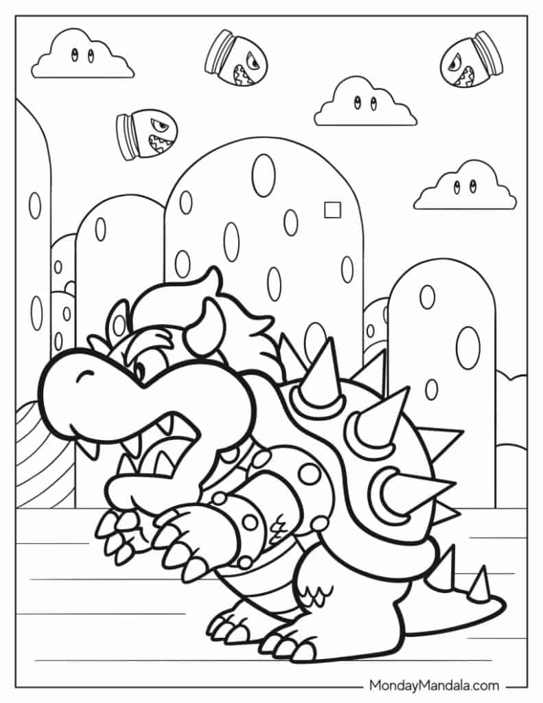 Bowser coloring pages free pdf printables