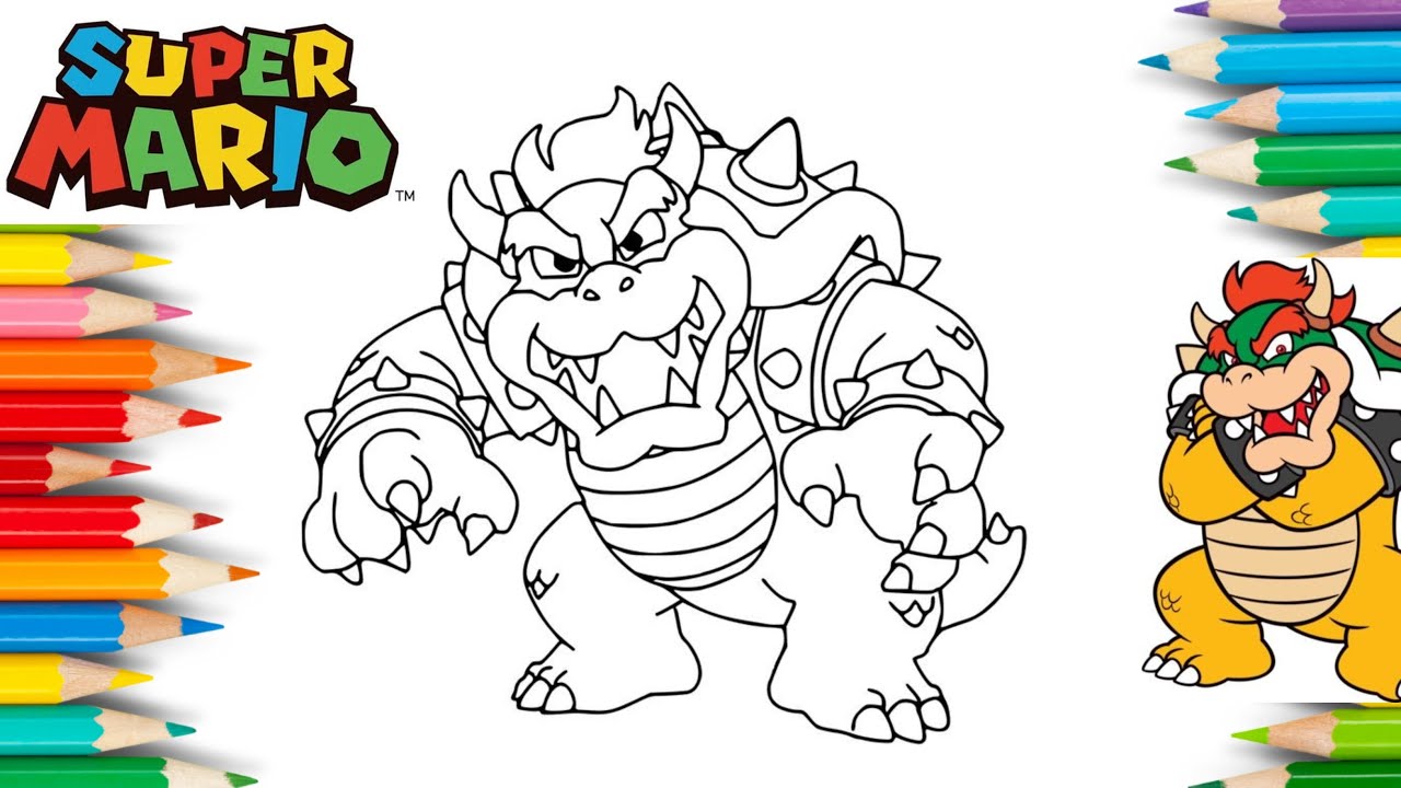 Bowser the evil koopa king super mario bros coloring pages