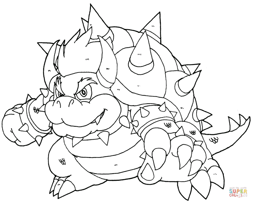 Bowser coloring page free printable coloring pages