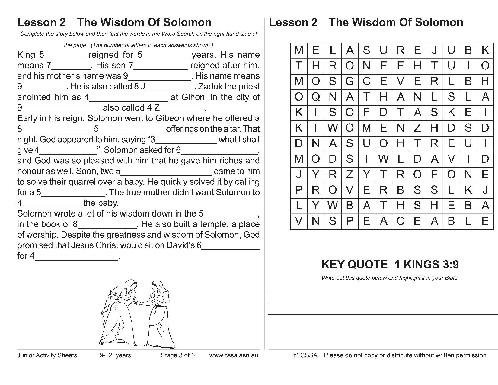 Solomon succeeds david cssa junior stage lesson â magnify him together