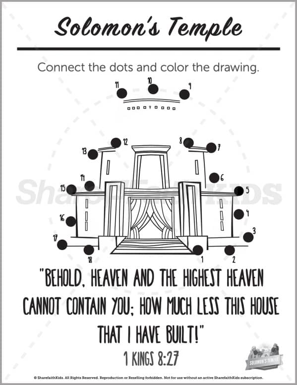 Kings solomons temple preschool dot to dot â