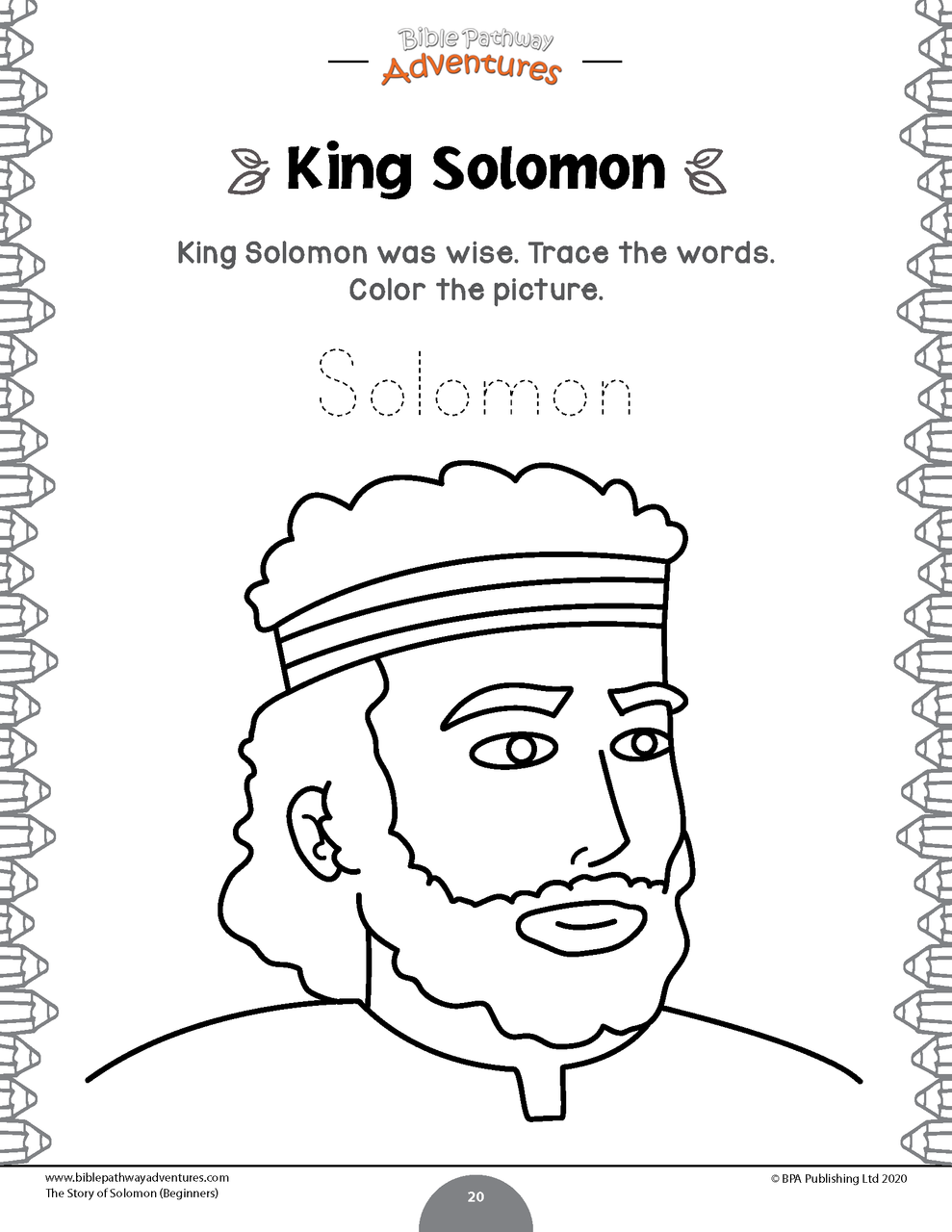 The story of solomon activity book for beginners