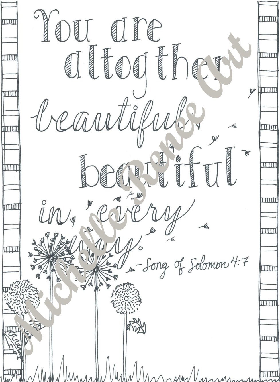 Bible verse coloring page song of solomon digital instant download