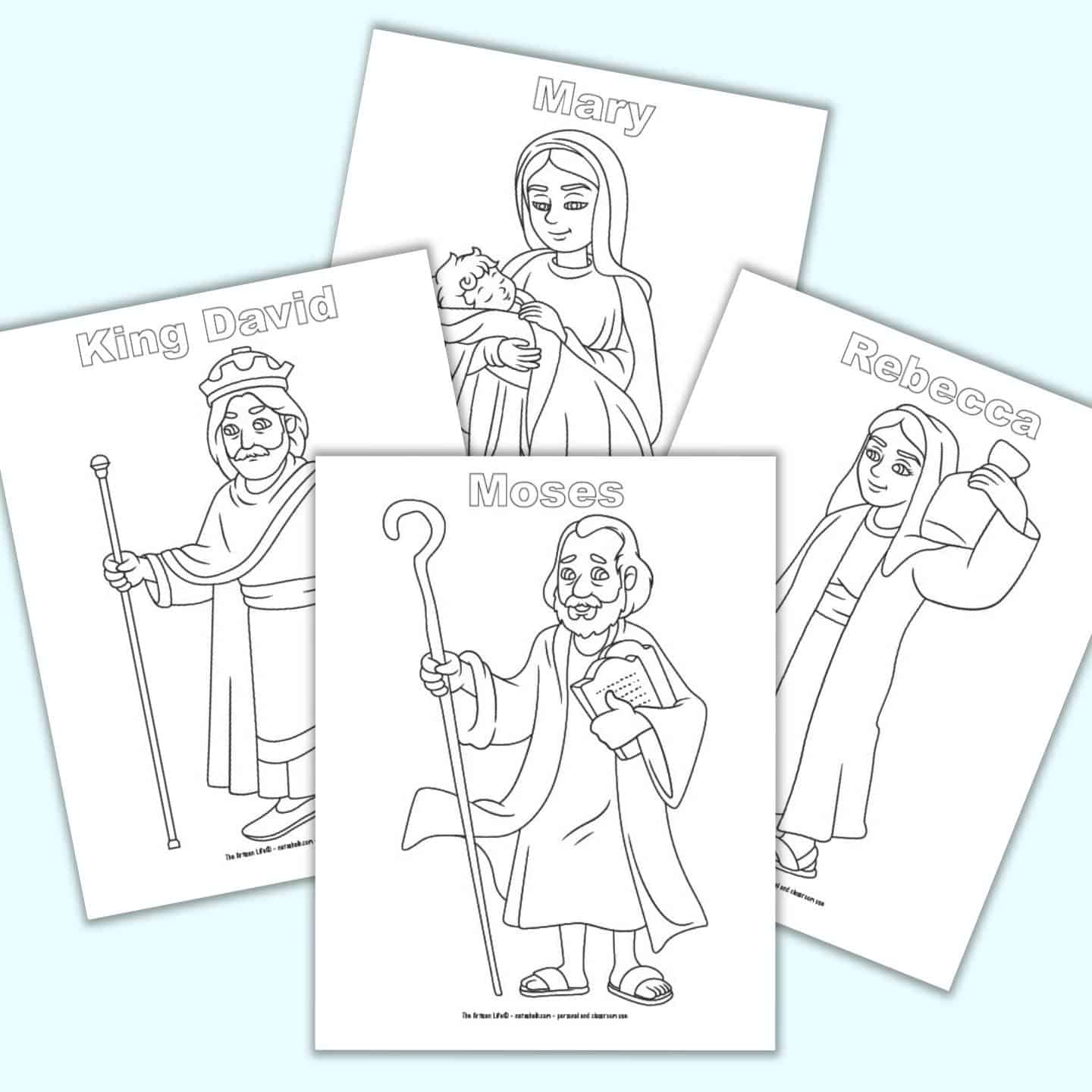 Free printable bible character coloring pages for kids