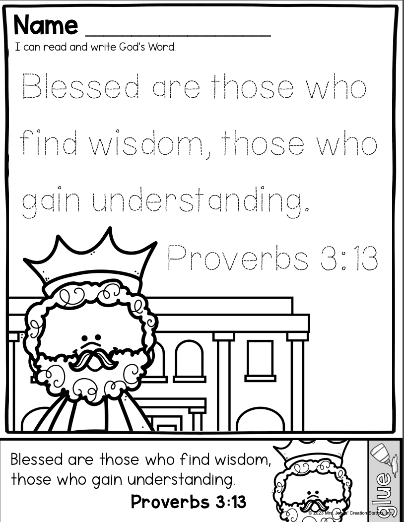 Wise king solomon bible lesson
