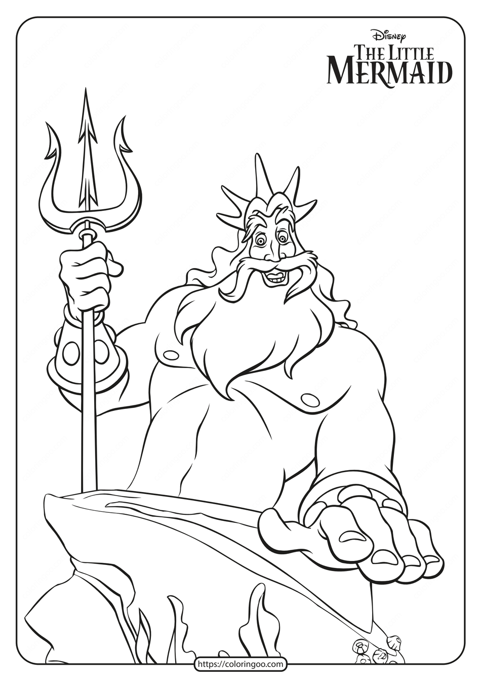 Free printable king triton coloring pages mermaid coloring pages ariel coloring pages disney coloring pages