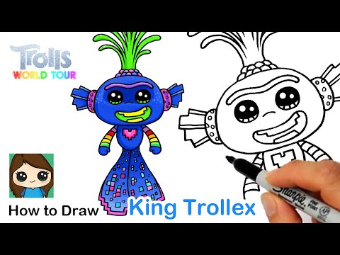 How to draw king trollex trolls world tour