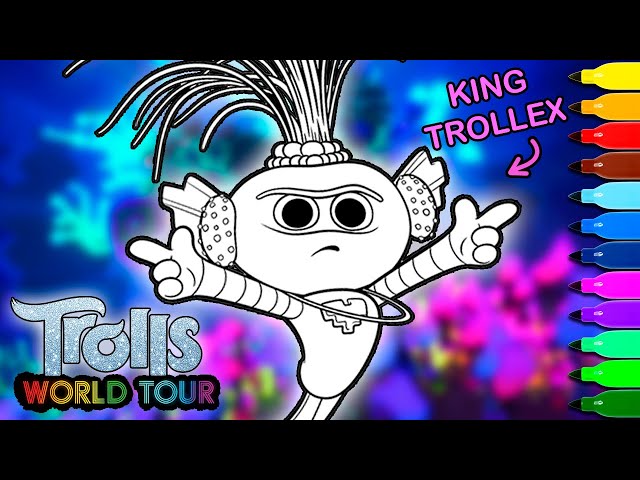 Colouring king trollex of techno trolls trolls world tour