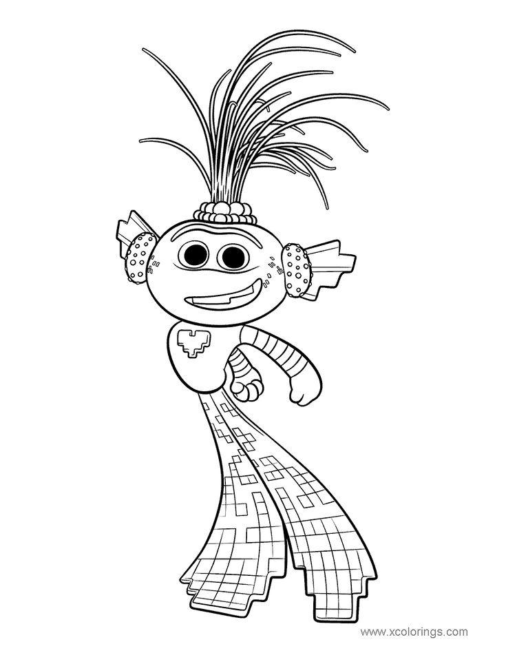 King trollex from trolls world tour coloring pages