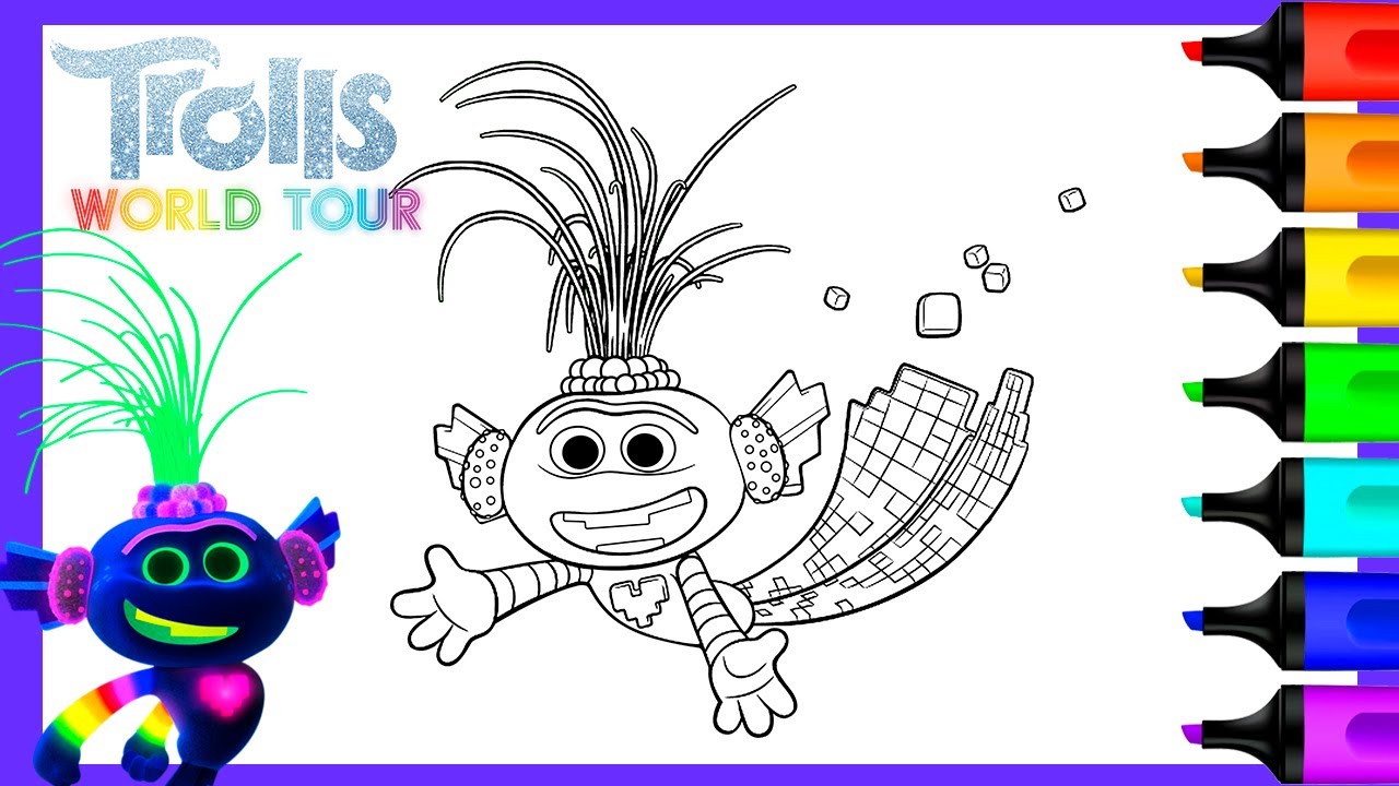 King trollex trolls world tour color art and coloring fun