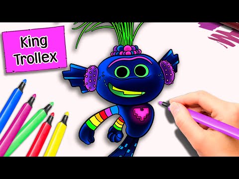 Colouring a picture of king trollex from trolls world tour