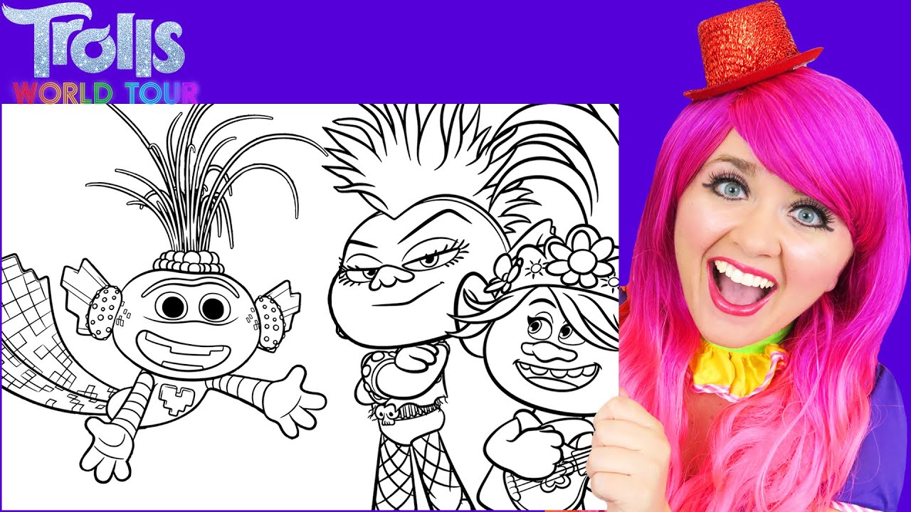 Coloring trolls world tour poppy queen barb king trollex