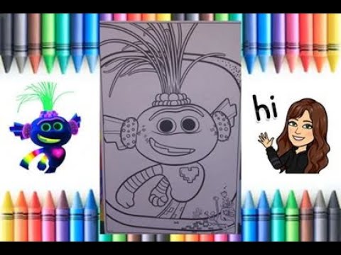 King trollex coloring with crayons dreamworks trolls world tour