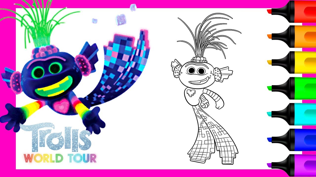 Coloring king trollex trolls world tour coloring trolls