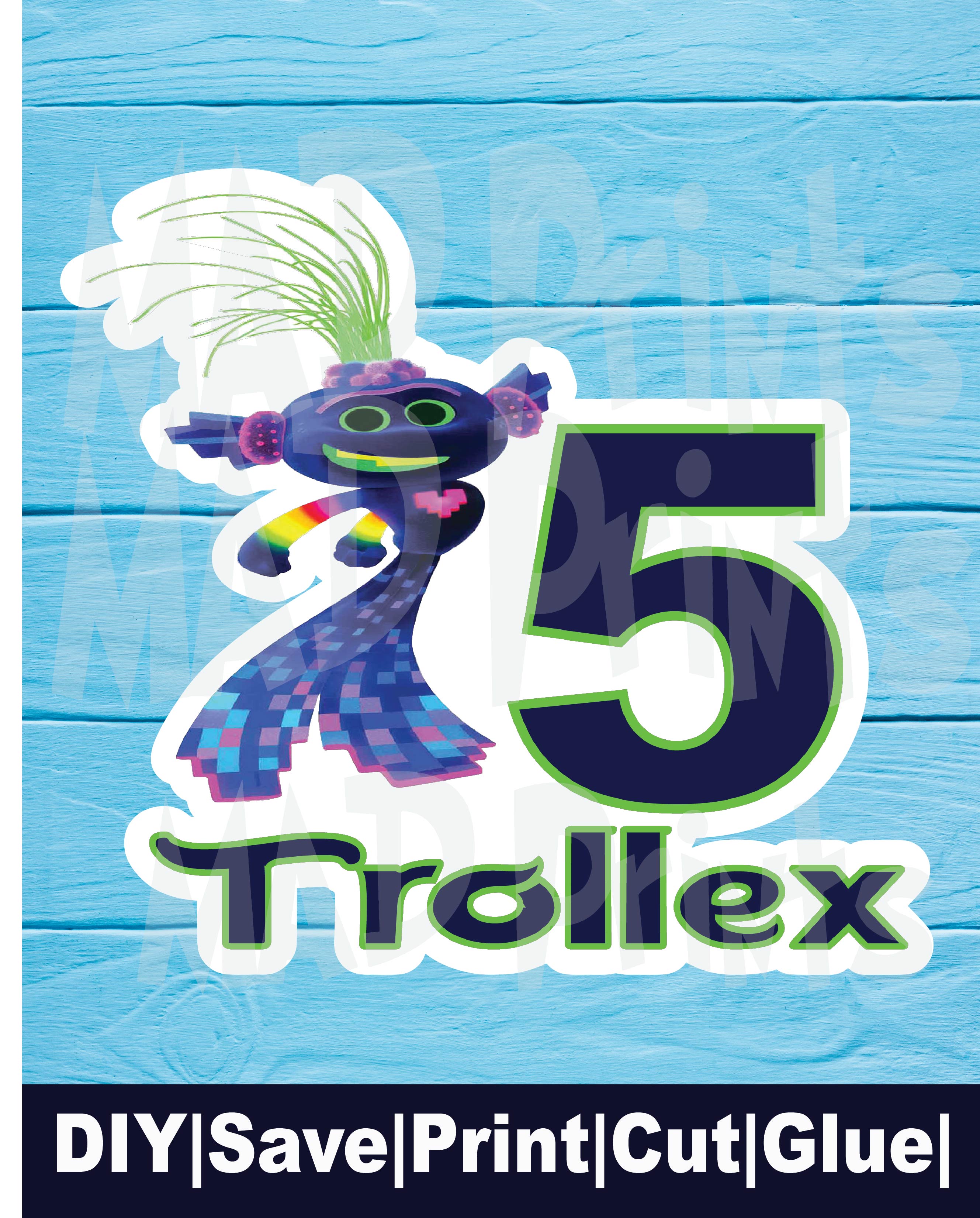 Digital diy king trollex cake topper â mad prints llc