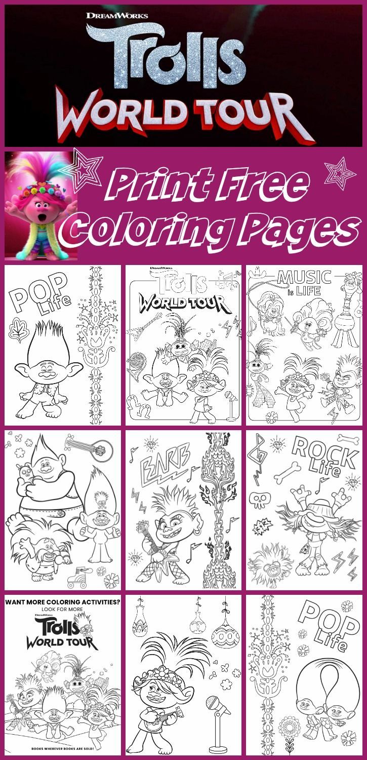 Free printable trolls world tour coloring pages party ideas free printable coloring free printable coloring pages trolls birthday party