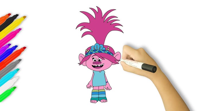 Colouring a picture of king trollex from trolls world tour