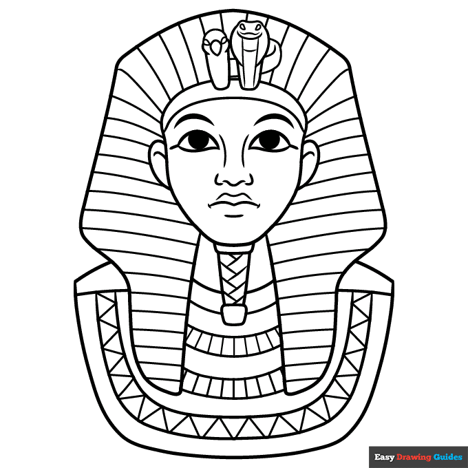 King tut coloring page easy drawing guides