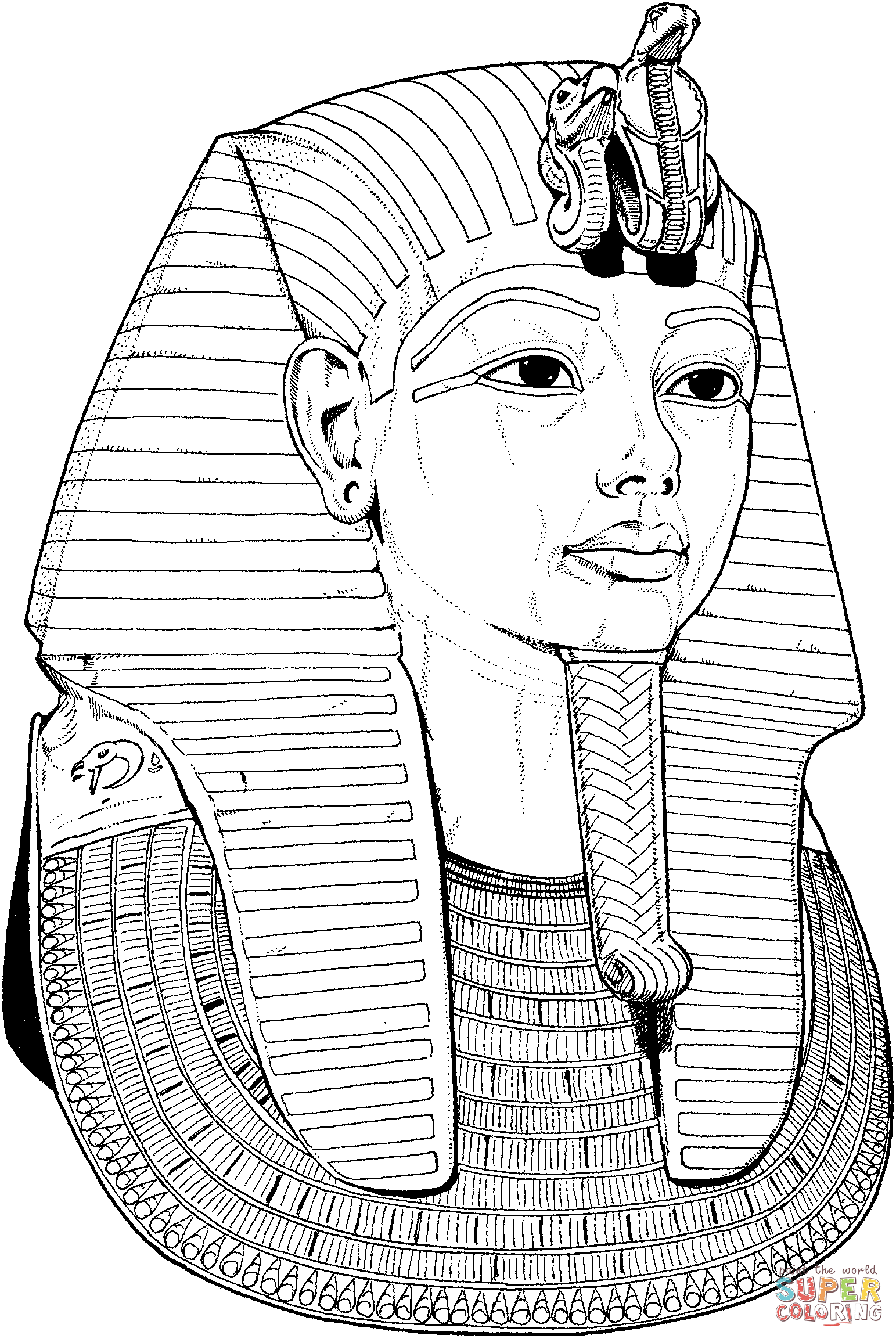 Tutankhamun death mask coloring page free printable coloring pages
