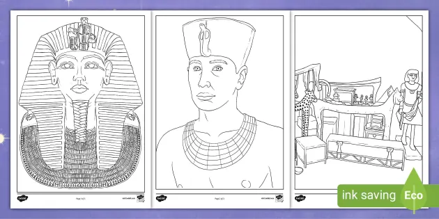 Tutankhamun colouring pages pack teacher made