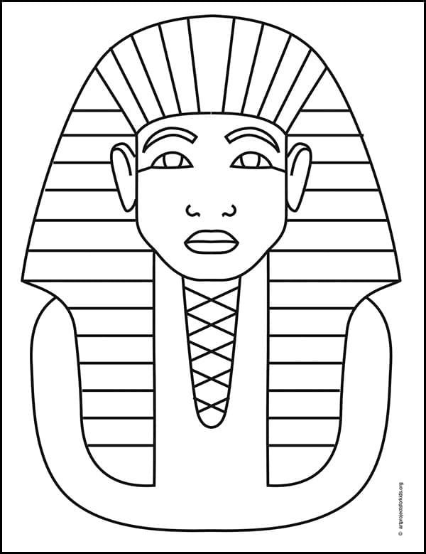 Easy how to draw king tut tutorial and king tut coloring page egyptian drawings king tut elephant coloring page