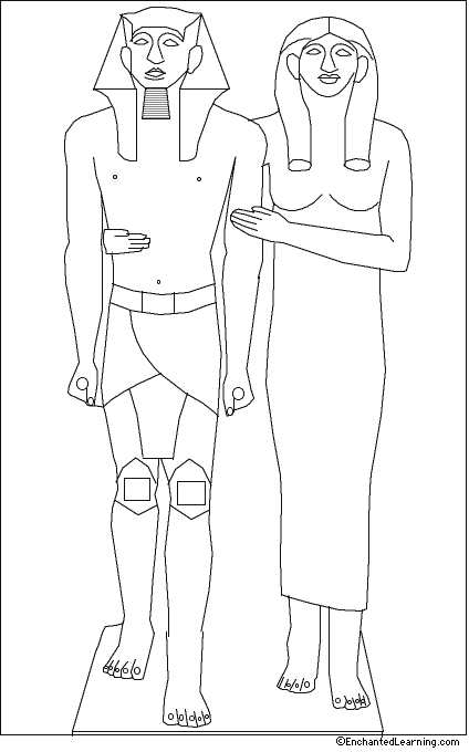 King menkaure and his queen coloring page