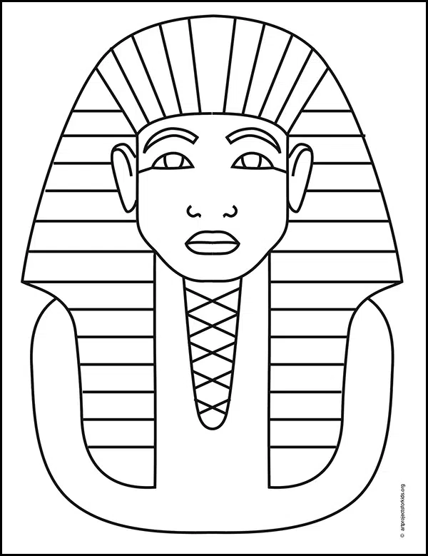 Easy how to draw king tut tutorial and king tut coloring page