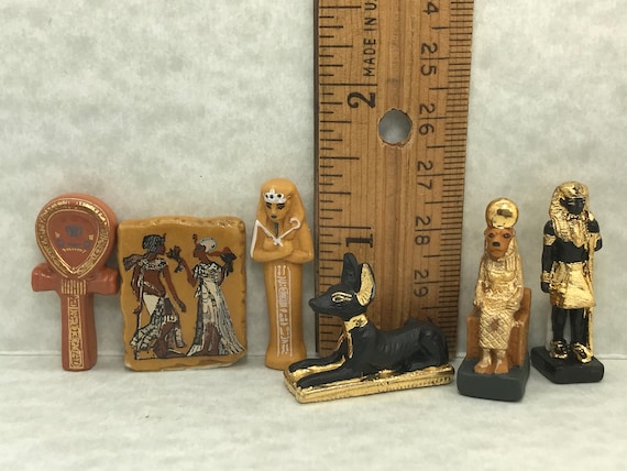 King tuts tomb egyptian treasures ancient egypt art ankh sarcophagus anubis lion tut french feve feves porcelain figurines miniatures d