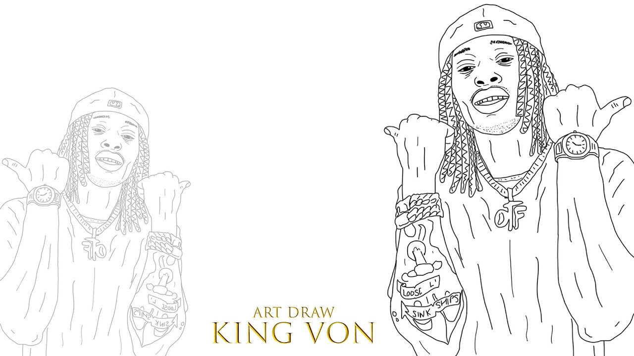 How to draw king von step by step