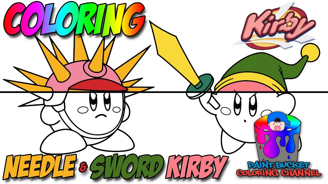 Coloring kirby sword kirby and needle kirby